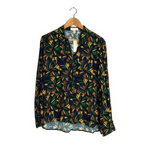 NWT‎ See U Soon Graphic Print Blouse Collared Button Front Geometric Sz Small